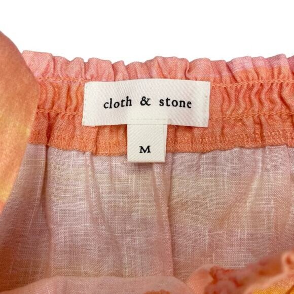 Anthropologie Cloth & Stone Linen Shirred Top Size Medium - Picture 3 of 5